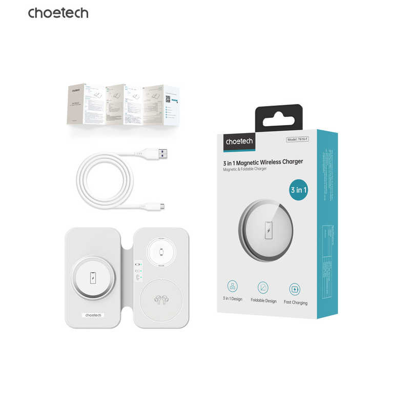 CHOETECH CHOETECH 3-in-1 ？気ワイヤレス急速充電器 ホワイト T616-F T616-F