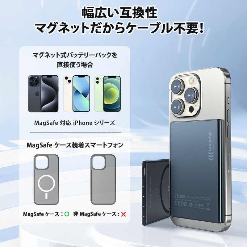 CHOETECH CHOETECH 2000mAh 超薄型モバイルバッテリー ブラック B708 B708