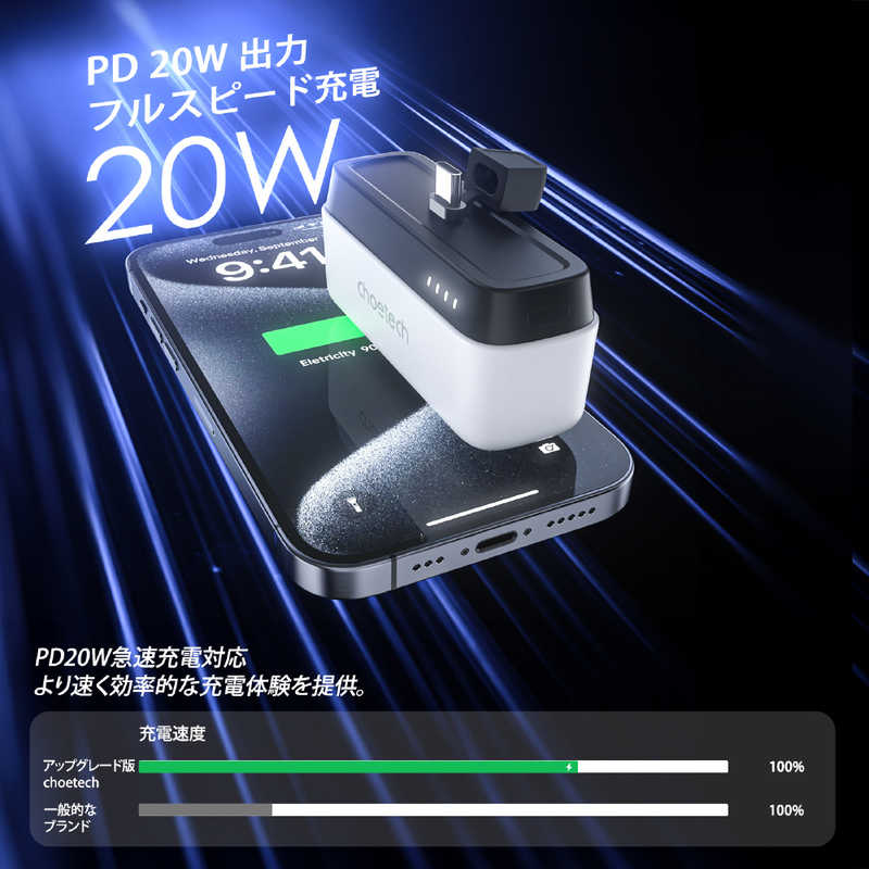 CHOETECH CHOETECH 5000mAh TypeCモバイルバッテリーPD20W ［USB Power Delivery・Quick Charge対応］ ホワイト B740 B740