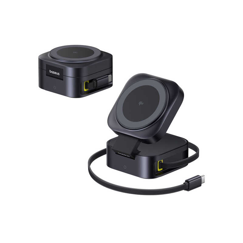 BESEUS BESEUS PicoGo 2-in-1 急速充電器 67W 巻き取り式USB-Cケーブル内蔵 Qi2対応 Cosmic Black P1027680012300 P1027680012300