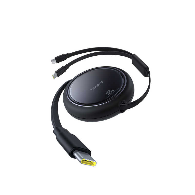 BESEUS BESEUS Free2Pull 巻き取り式デュアルスプリッターUSB-C to C＋C充電専用ケーブル 100W 1m Cluster Black P1031860211100 P1031860211100