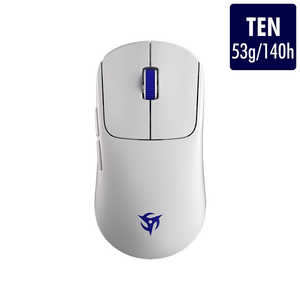 Ninjutso Ten White ゲーミングマウス ［光学式 / 有線/無線(ワイヤレス) / 5ボタン / USB (Type-C＋Type-A)］ ホワイト nj-ten-white