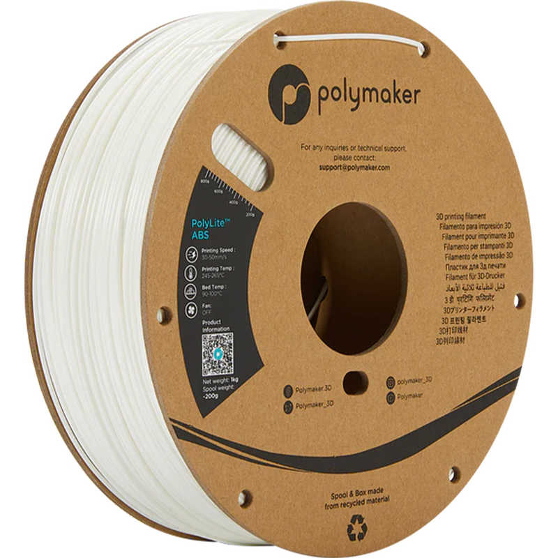 POLYMAKER POLYMAKER PolyLiteABSフィラメント(1.75mm/1001g) White PE01002 PE01002