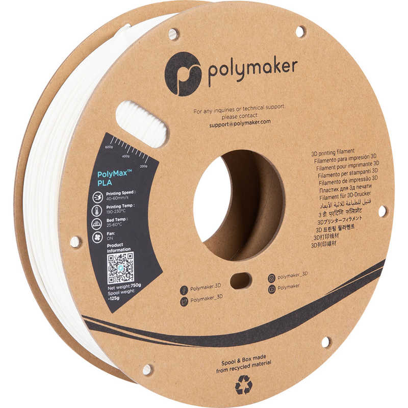 POLYMAKER POLYMAKER PolyMax PLA (1.75mm 0.75kg) White PA06002 PA06002
