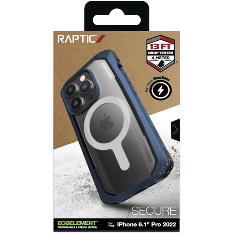 RAPTIC RAPTIC RAPTIC MagSafe対応耐衝撃MIL規格半透明ケースマリンブルー iPhone 14 Pro 6.1インチ RTINPCSPTSMMB RTINPCSPTSMMB