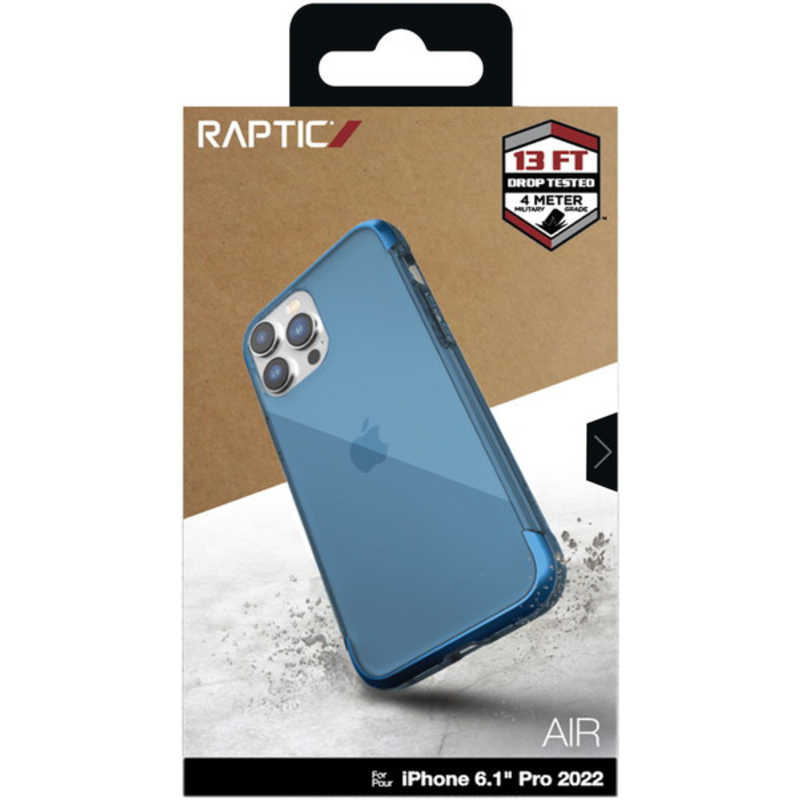 RAPTIC RAPTIC RT_INPCSAPAR_MB RAPTIC 耐衝撃MIL規格薄型クリアケース/マリンブルー iPhone 14 Pro 6.1インチ RT-INPCSAPAR-MB RT-INPCSAPAR-MB