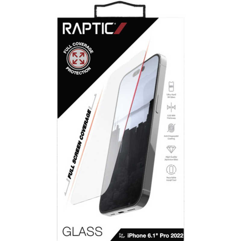 RAPTIC RAPTIC RT_INPSPBGGF_CL RAPTIC ガラスフィルムフルカバー/クリア iPhone 14 Pro 6.1インチ RT-INPSPBGGF-CL RT-INPSPBGGF-CL