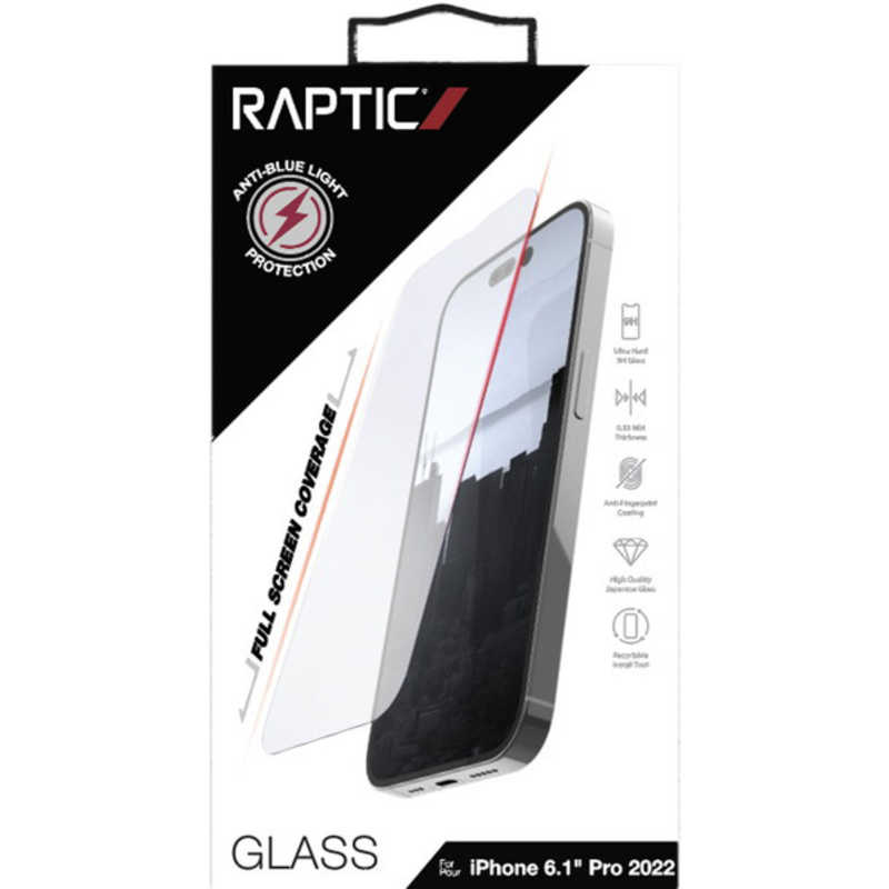 RAPTIC RAPTIC RT_INPSPBGFA_CL RAPTIC ガラスフィルムブルーライトカットフルカバー/クリア iPhone 14 Pro 6.1インチ RT-INPSPBGFA-CL RT-INPSPBGFA-CL