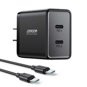 JOYROOM ACアダプター USB-Cケーブル付きの2ポートPD対応ACアダプター ［USB Power Delivery対応 /2ポート］ TCF09