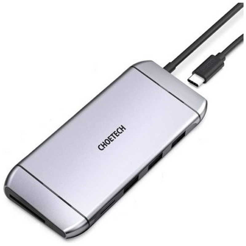 CHOETECH CHOETECH [USB-C オス→メス カードスロットx2/HDMI/VGA/LAN/USB-Ax3/USB-C] HUB-M15-GY HUB-M15-GY