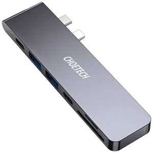 CHOETECH MacBook Pro/Air用[USB-Cx2 オス→メス カｰドスロットx2/HDMI/USB-Ax2/USB-C/Thunderbolt 3] HUB-M14-GY