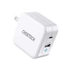 CHOETECH AC - USB充電器 ノートPC･タブレット対応 65W [2ポート:USB-C+USB-A /USB Power Delivery対応]  PD8002-US-WH