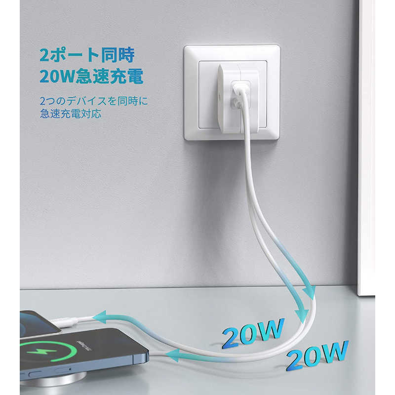 CHOETECH CHOETECH AC - USB充電器 タブレット・スマホ対応 40W [2ポート：USB-Cｘ2 /USB Power Delivery対応] PD6009-US-WH PD6009-US-WH