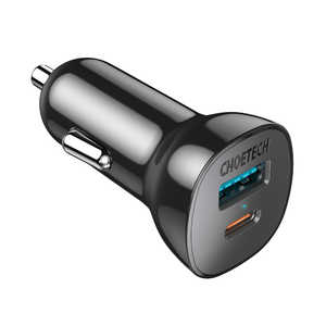 CHOETECH カーチャージャー USB-C+A 38W QC3.0 PD20W ブラック TC0005-V3 CHOETECH カーチャージャー USB-C+A 38W QC3.0 PD20W ブラック TC0005-V3