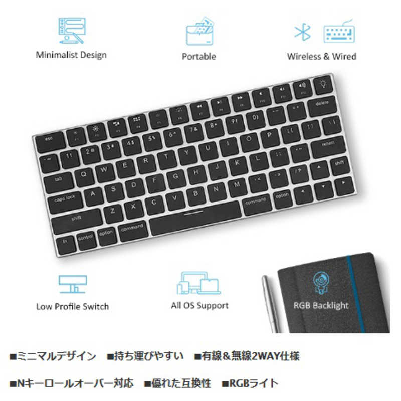 VINPOK VINPOK Taptek 超薄型軽量 メカニカルキーボード ワイヤレス Macbook対応 TAPTEK-MB ブラック TAPTEK-MB ブラック