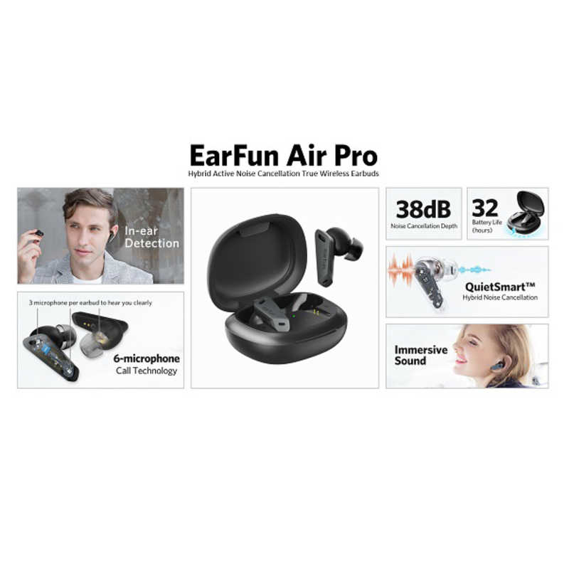 EARFUN EARFUN フルワイヤレスイヤホン ノイズキャンセリング対応 リモコン・マイク対応 ブラック EarFunAirPro EarFunAirPro