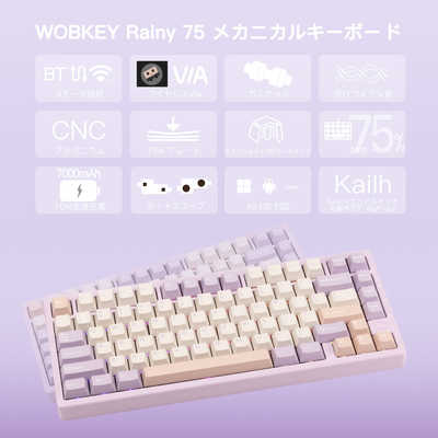 新品 WOBKEY Rainy 75 Color系ホワイト ワイヤレスキーボード WOBKEY Rainy 75【メカニカルキーボード】