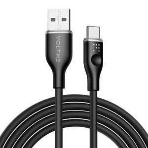 VOLTME シリコン 充電ケーブル USB-C＆USB-A 60W 黒 1.8m C2126