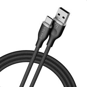 VOLTME ラグシリーズナイロン素材 充電ケーブル USB-A＆USB-C 60W 黒 1m C2150