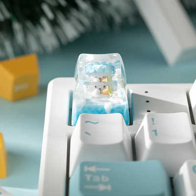 KEYMOJI Snow World - Snowy Bunny ゲーミングキーキャップ ブルー kj