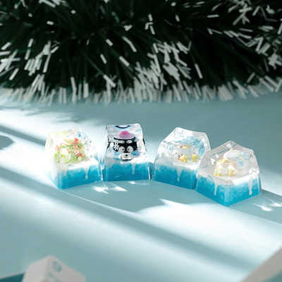 KEYMOJI Snow World - Snowy Bunny ゲーミングキーキャップ ブルー kj