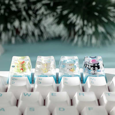 KEYMOJI Snow World - Snowy Bunny ゲーミングキーキャップ ブルー kj