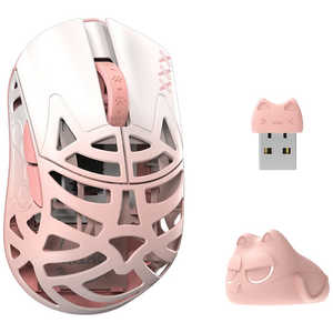 KIBU ゲーミングマウス Beast Miao ［光学式 / 有線/無線(ワイヤレス) / 5ボタン / USB］ White＆Pink WL-BMIAO-WPI-O
