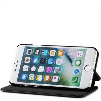 iPhoneケース 手帳型（8/7/SE2）（色：黒 柄:ドットブラック