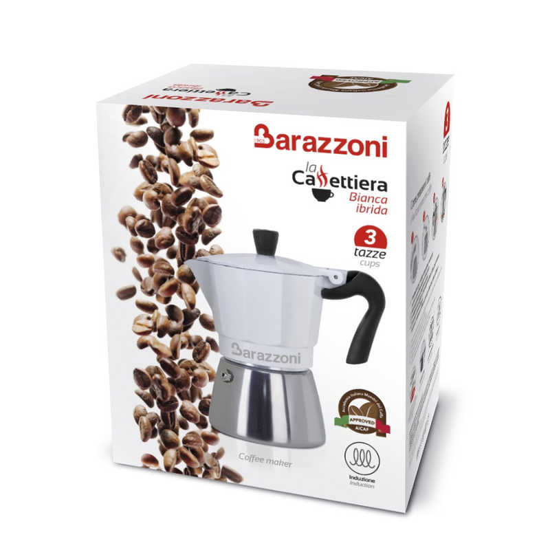 BARAZZONI BARAZZONI IH/直火 エスプレッソコーヒーメーカー 3カップ Bianca Ibrida 830005103 830005103