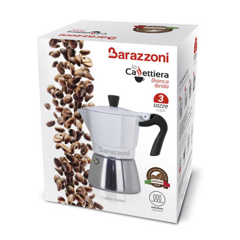 BARAZZONI BARAZZONI IH/直火 エスプレッソコーヒーメーカー 6カップ Bianca Ibrida 830005106 830005106