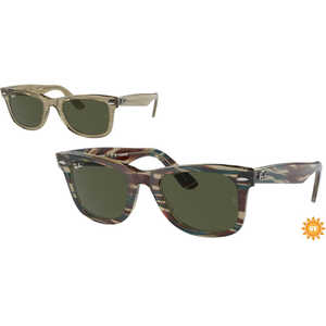 レイバン サングラス ORIGINAL WAYFARER CHANGE(Low Bridge Fit) RB2140F 138731 52mm フォトクロミックストライプグレー/グリーン レイバン サングラス ORIGINAL WAYFARER CHANGE(Low Bridge Fit) RB2140F 138731 52mm フォトクロミックストライプグレー/グリーン
