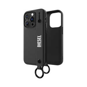 DIESEL iPhone 14 Pro 6.1インチ Leather Handstrap Case FW22 blackwhite 50284