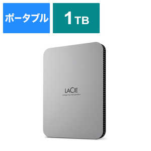 エレコム ELECOM LaCie 外付け HDD 1TB ポータブル Mobile Drive USB3.2 USB Type-C×1 ムーン・シルバー STLP1000400