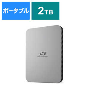 エレコム　ELECOM LaCie 外付け HDD 2TB ポータブル Mobile Drive USB3.2 USB Type-C×1 ムーン･シルバー STLP2000400