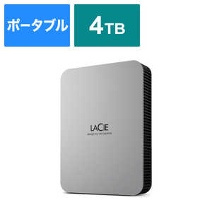 エレコム ELECOM LaCie 外付け HDD 4TB ポータブル Mobile Drive USB3.2 USB Type-C×1 ムーン・シルバー STLP4000400