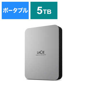 エレコム　ELECOM LaCie 外付け HDD 5TB ポータブル Mobile Drive USB3.2 USB Type-C×1 ムーン･シルバー STLP5000400