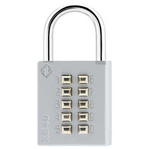 ZARKER 10桁ボタン式 南京錠 グレー XB40