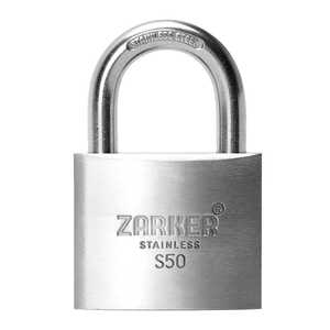 ZARKER キー式 防錆セキュリティ南京錠 ツル径8mm シルバー S50