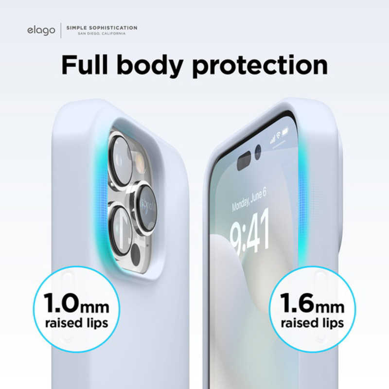 ELAGO ELAGO elago 耐衝撃薄型シリコンケースライトブルー iPhone 14 Pro 6.1インチ ELINPCSSCS3LB ELINPCSSCS3LB