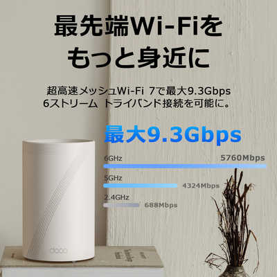 TPLINK WiFi7 320MHz AIメッシュルーター 5764＋2882＋688Mbps BE9300