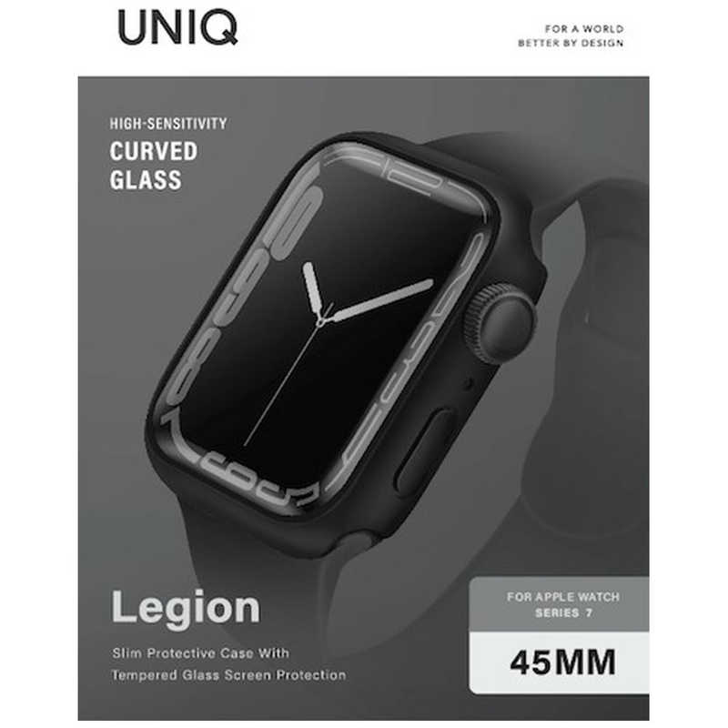 KENZAN KENZAN Apple Watch7 45mm 液晶強化ガラス付きケース LEGION ブラック UNIQ-45MM-LEGNBLK UNIQ-45MM-LEGNBLK
