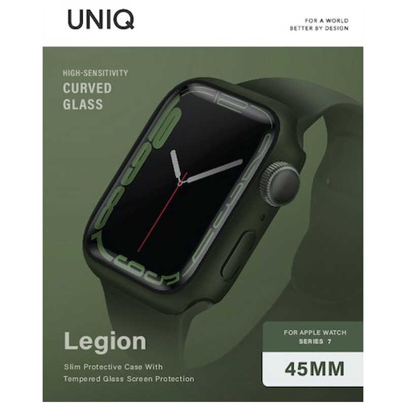 KENZAN KENZAN Apple Watch7 45mm 液晶強化ガラス付きケース LEGION グリーン UNIQ-45MM-LEGNGRN UNIQ-45MM-LEGNGRN