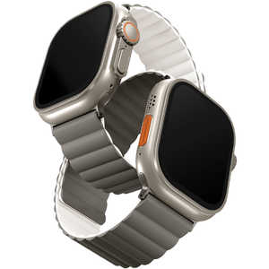 KENZAN UNIQ REVIX REVERSIBLE MAGNETIC APPLE WATCH STRAP oh 49/45/44/42MM - ASH ( ASH GREY / DOVE WHITE) UNIQ-49MM-REVAGRYDWHT