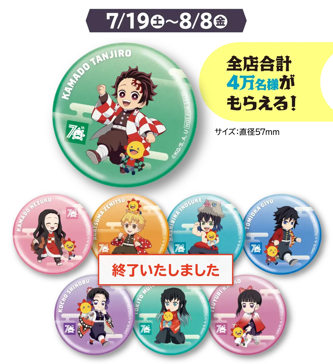 【非売品】鬼滅の刃　コジマ　限定缶バッジ　13種類　フルコンプ 非売品】鬼滅の刃 コジマ 限定缶バッジ 13種類 フルコンプ