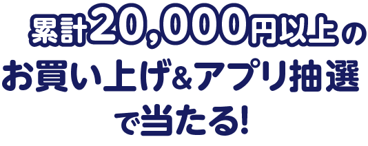 累計20,000円以上のお買い上げ＆アプリ抽選で当たる！