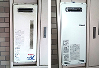 給湯器の写真(施工前と施工後)