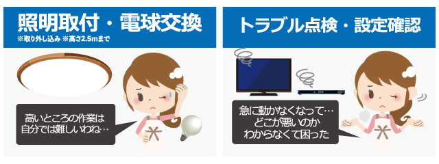 電球交換など