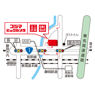 コジマ×ビックカメラ 静岡店イラストマップ